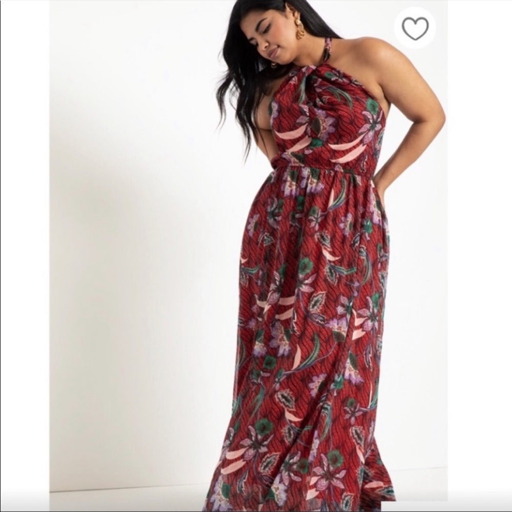 Eloquii Floral Halter Maxi Dress